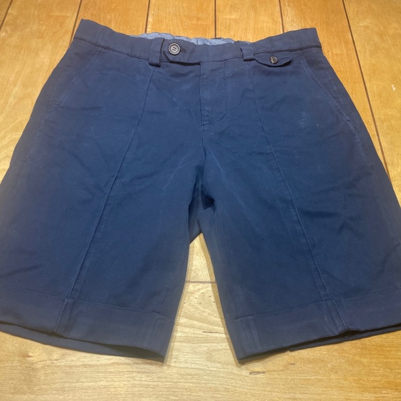 Brunello Cucinelli Pleat Front Bermuda Shorts Cuffed Color Navy Size 34/EU 48 - Picture 1 of 16